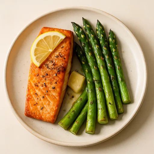Pan-seared salmon with asparagus